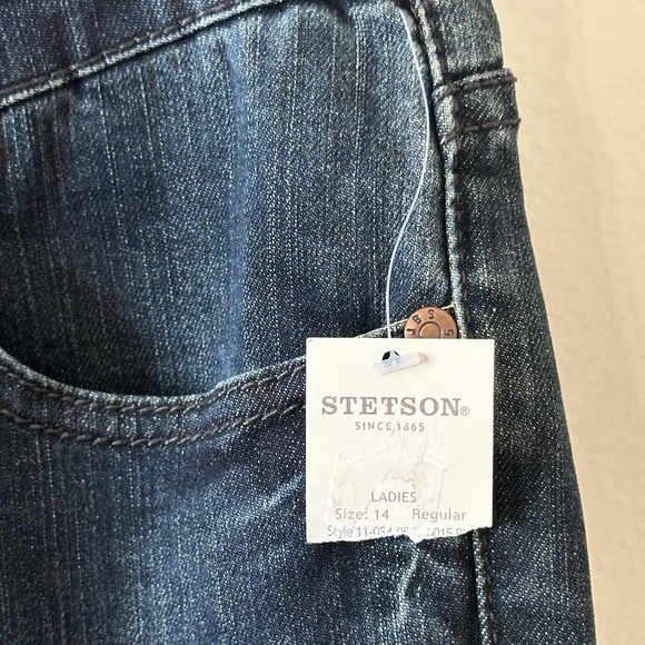 NWT Stetson 541 Denim Jeans Dk Wash Blue Womens Stovepipe Straight Leg Sz 14 *R* - Picture 5 of 16